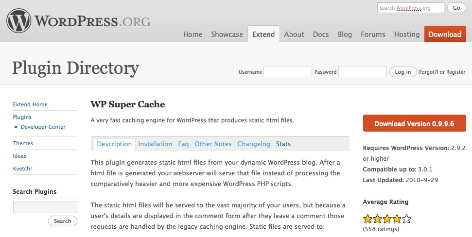 download wp super cache