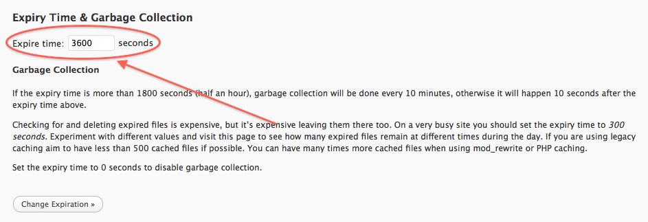 wp super cache expiry